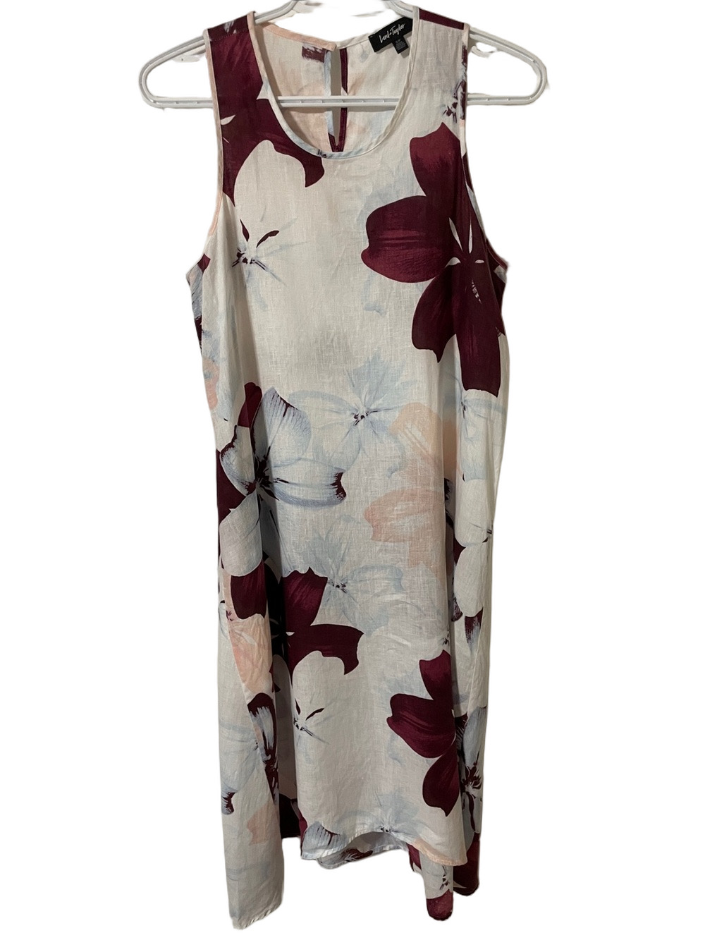 Lord & Taylor Floral Linen Midi Dress Size Small